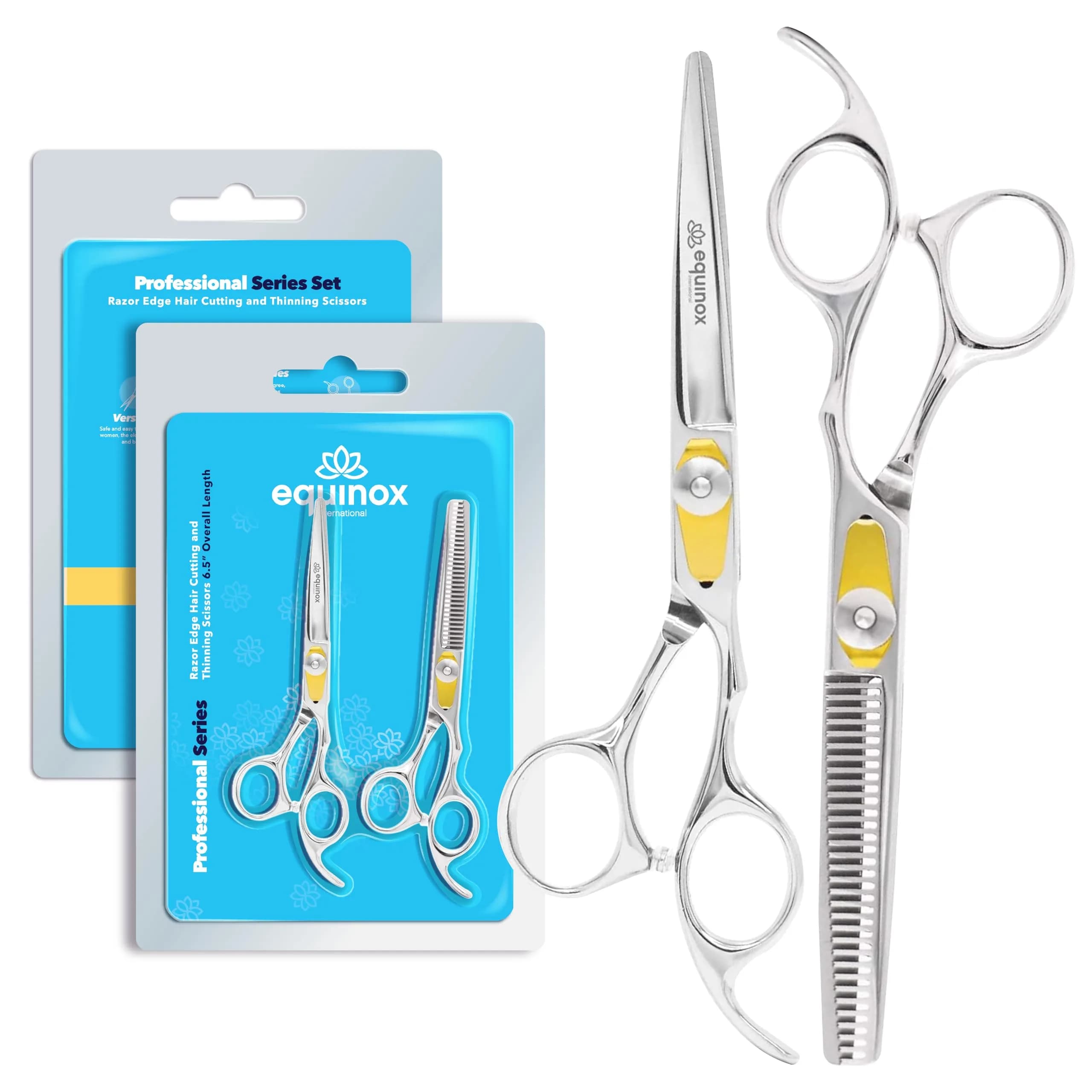Equinox Professional Razor Edge Series Hair Cutting Shears 6.5 Inches (16.5 cm) | Barber & Thinning Set for Precision Styling