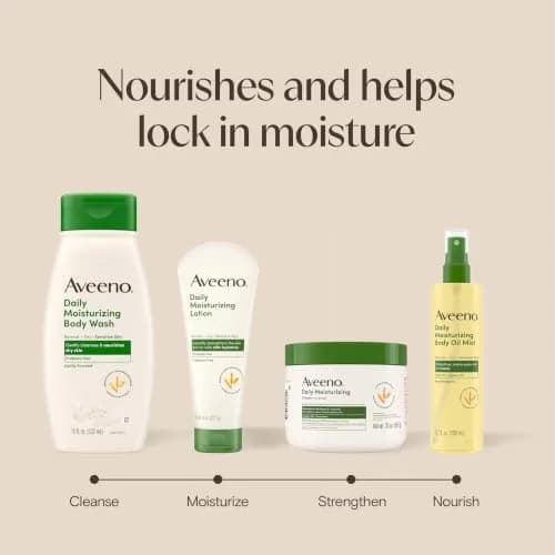 Aveeno Daily Moisturizing Body Lotion with Prebiotic Oat 237ml (8 Fl Oz) | Fragrance-Free for Dry, Sensitive Skin thumbnail 7