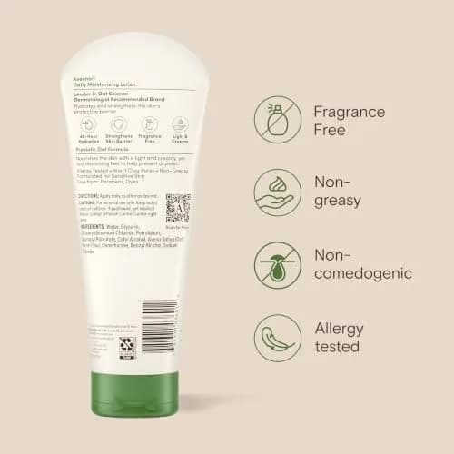 Aveeno Daily Moisturizing Body Lotion with Prebiotic Oat 237ml (8 Fl Oz) | Fragrance-Free for Dry, Sensitive Skin thumbnail 8