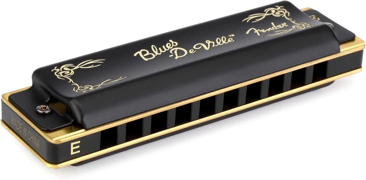 Fender Blues Deville Harmonica Key of Bb | Rich Tone Phosphor Bronze Reeds — black