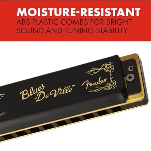 Fender Blues DeVille Harmonica, Key of E, 10-Hole | Phosphor Bronze Reeds & ABS Comb thumbnail 3