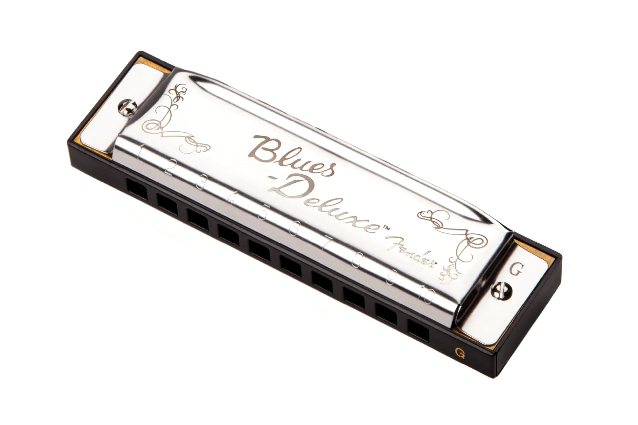 Fender Blues Deluxe Harmonica, Key of G | Traditional Shape, Brass Reeds