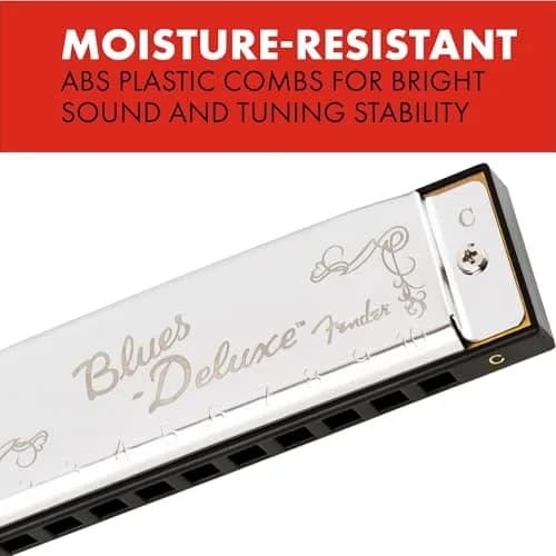 Fender Blues Deluxe Harmonica, Key of G | Traditional Shape, Brass Reeds thumbnail 3