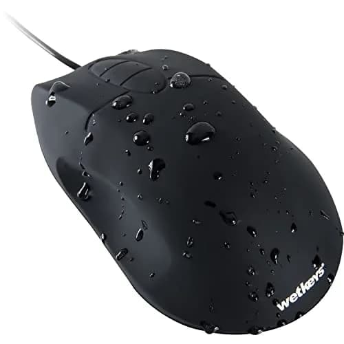 WetKeys Waterproof Ergonomic Optical Mouse | Fully Sealed Silicone, 3-Button Scroll (Black) | USB/PS2 | 0.23kg thumbnail 1
