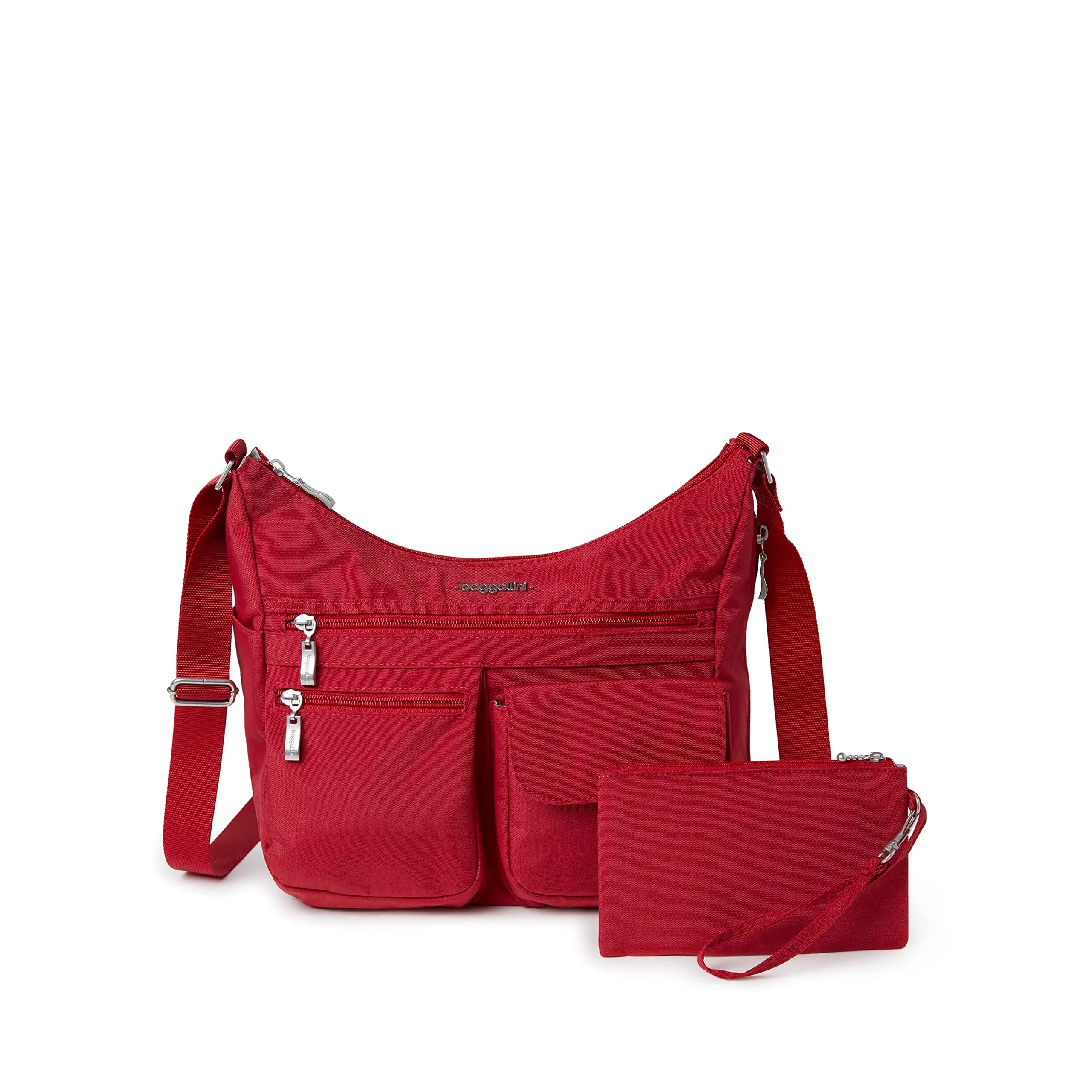 Baggallini Everywhere Bagg Hobo Crossbody Bag for Women 228ml (8 Fl Oz) | Water-resistant Travel Bag with RFID Wristlet — Apple / One Size