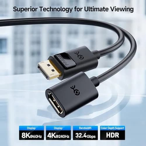 Cable Matters DisplayPort Extension Cable 3ft (0.91m) | 8K@60Hz / 4K@240Hz DP 1.4 Male to Female thumbnail 2