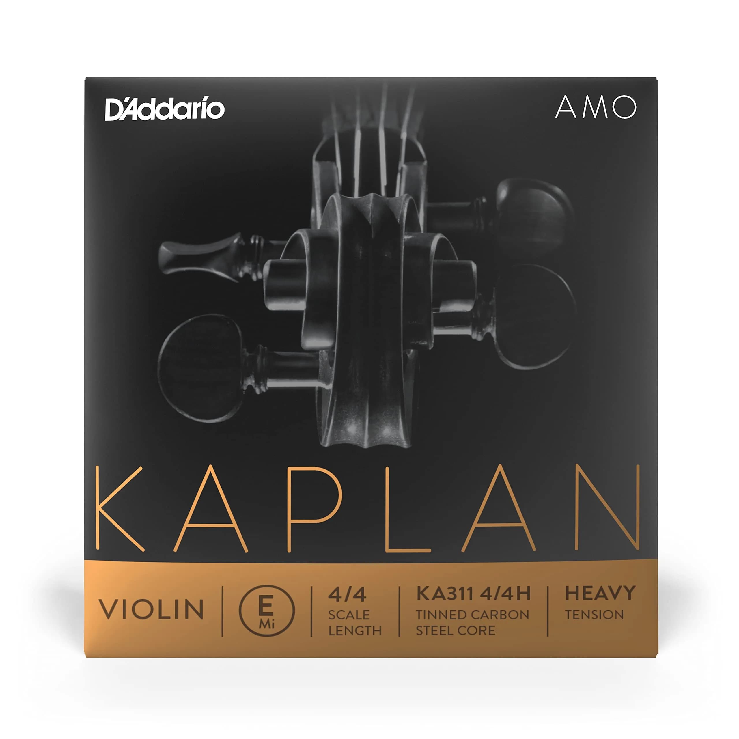 D'Addario Kaplan Amo Violin Strings - Full Set - KA310 4/4H - Heavy Tension | Professional Warm Rich Tone — E String / Heavy Tension