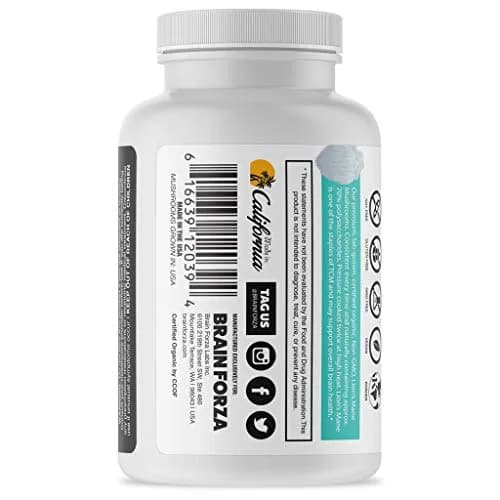 Brain Forza Organic Lion's Mane Mushroom Capsules 90 Count (2.5 x 4.5 x 2.5 inches) | Natural Herbal Supplement for Memory, Focus, Clarity, Nerve Health thumbnail 3