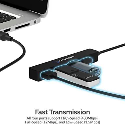 SABRENT 4-Port USB 2.0 Hub for Laptop & Tablet | Expand up to 4 Devices, Full-Speed 480 Mbps, Portable & Compatible with Windows, Mac, Linux thumbnail 3