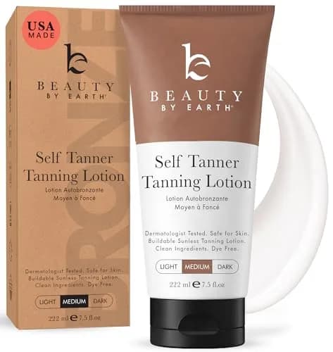 Beauty by Earth Natural Self Tanner Lotion Medium to Dark | Streak-Free Fake Tan with Aloe Vera & Coconut thumbnail 1