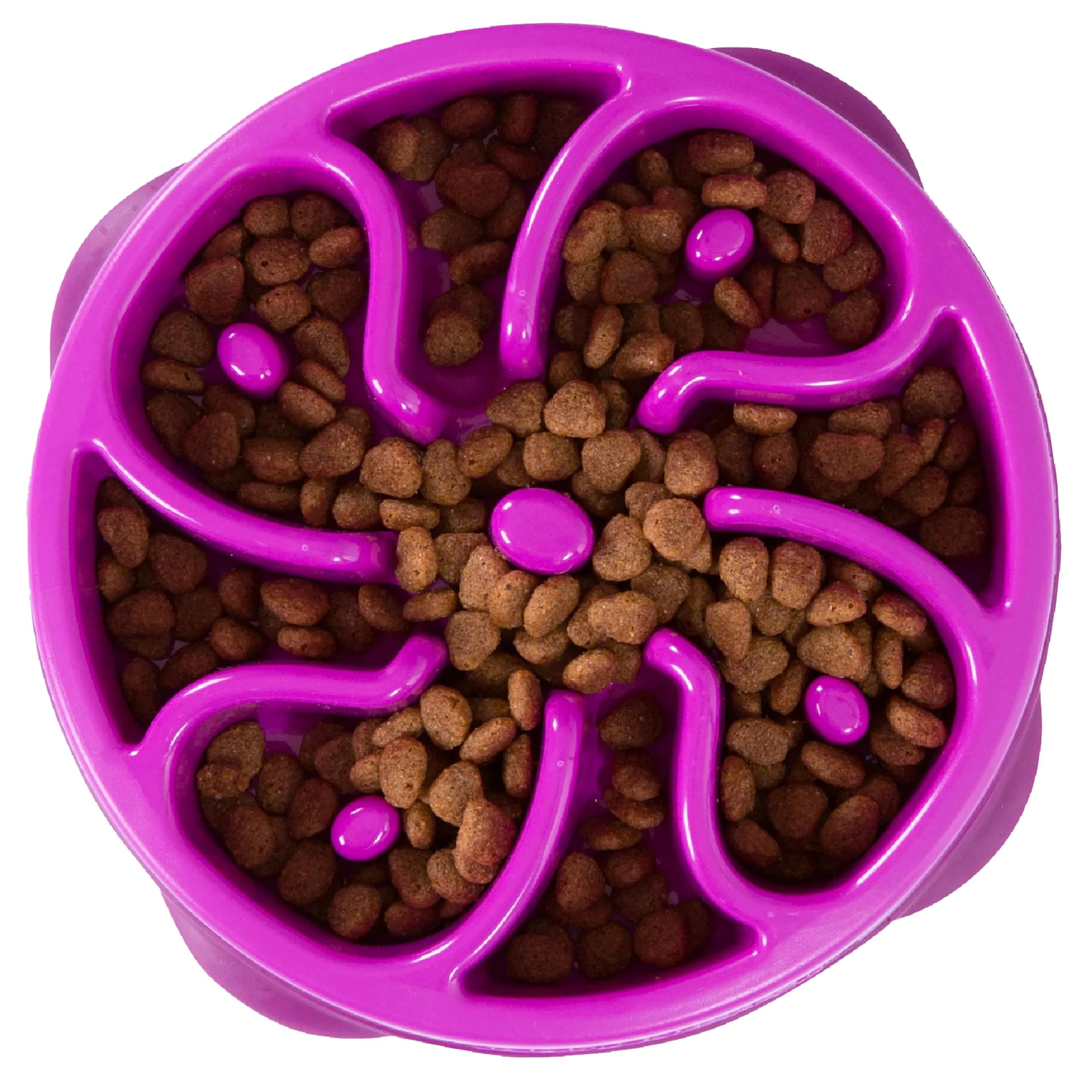 Outward Hound Fun Feeder Slo Bowl Large 4-Cup Capacity Purple Flower Pattern | Slow Feeder Dog Bowl for Fast Eaters — Purple / Medium