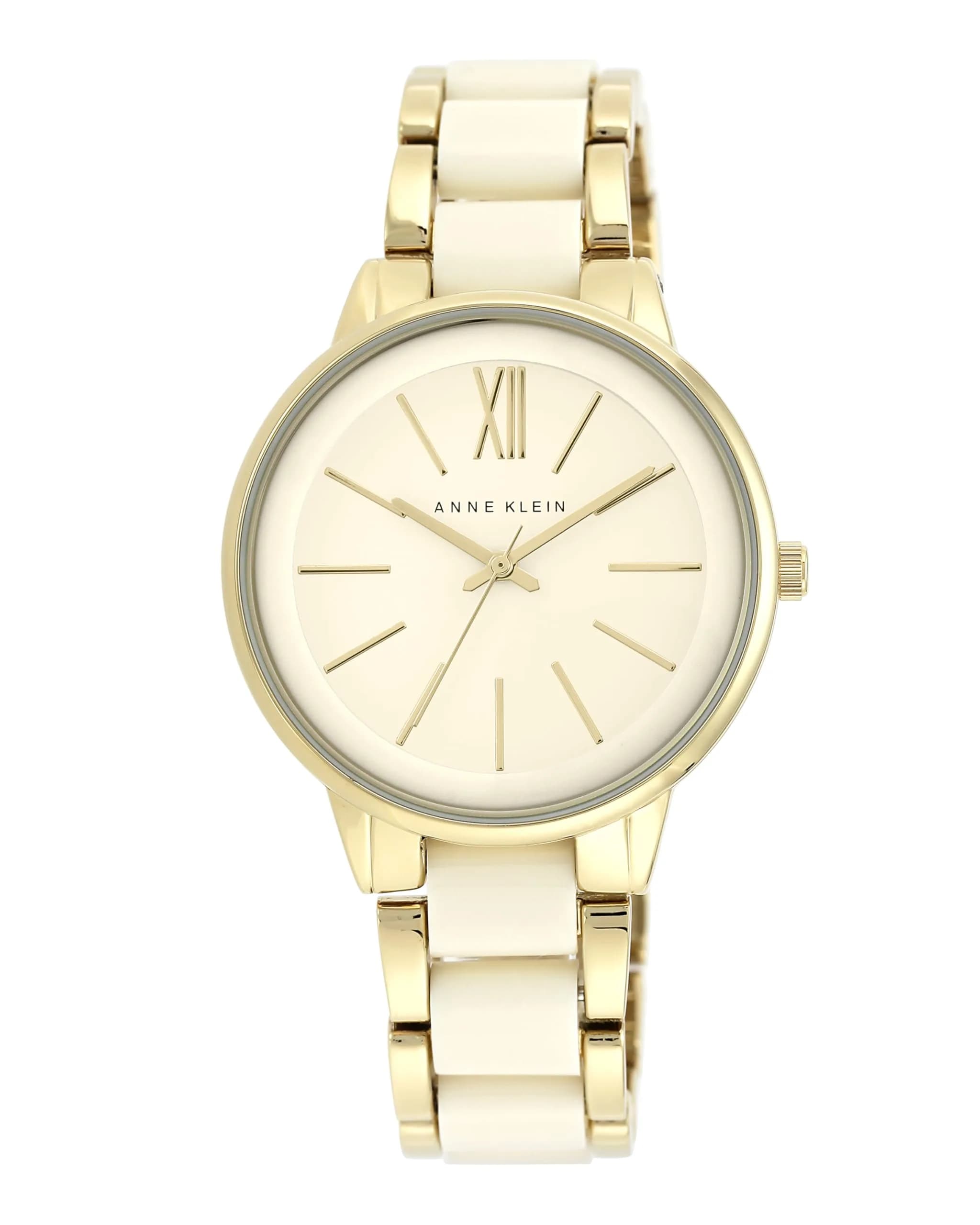 Anne Klein Women's Resin Bracelet Watch 37mm (1.5 inch) | Rose Gold-Tone & White — Ivory/Gold