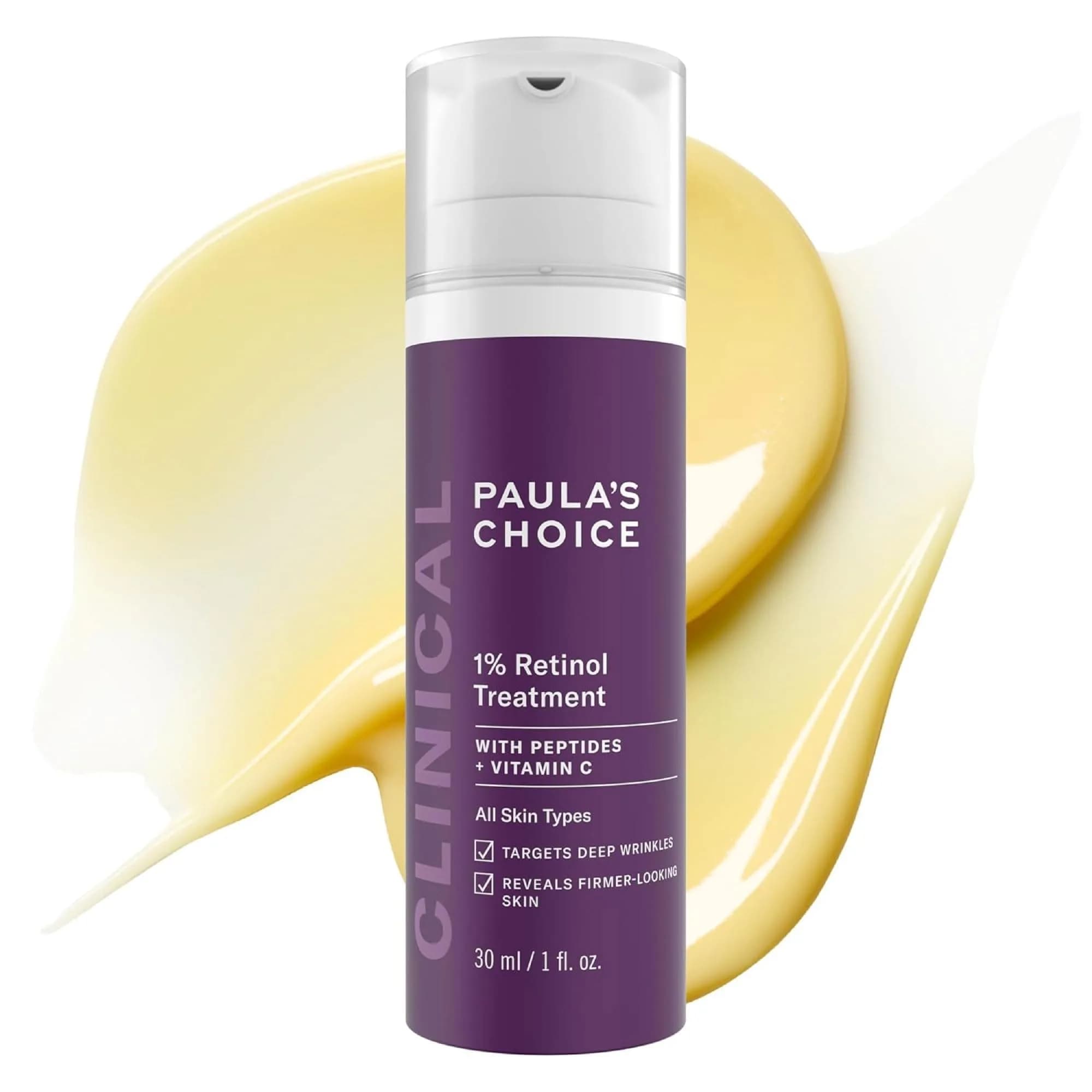 Paula's Choice CLINICAL 1% Retinol Face Treatment with Peptides & Vitamin C, 28ml (1 Fl Oz) | Advanced Anti-Aging Serum for Wrinkles & Fine Lines - main product image