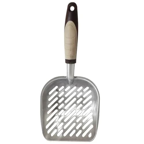 Petmate Metal Litter Scoop with Non-Slip Handle & Deep Shovel, Tan/Brown | Premium Clumping Clay Litter Sifter thumbnail 2