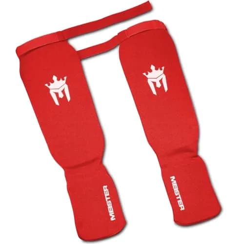 Meister MMA Elastic Cloth Shin & Instep Guards (Red, Youth/X-Small) | Lightweight Combat Protection thumbnail 3