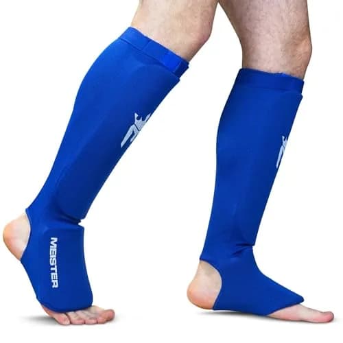 Meister MMA Elastic Cloth Shin & Instep Padded Guards Blue Youth/X-Small (2-Pack) | Impact Protection Gear for Combat Sports thumbnail 2