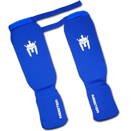 Meister MMA Elastic Cloth Shin & Instep Guards - Blue - Small/Medium | Lightweight Combat Sports Protection thumbnail 3