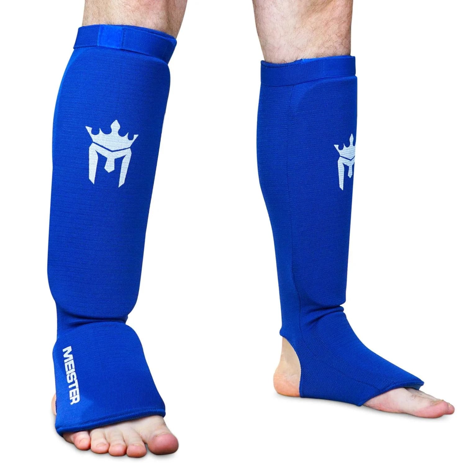 Meister MMA Elastic Cloth Shin & Instep Padded Guards - Blue - L/XL | Impact-Protection Gear for Muay Thai & MMA - main product image