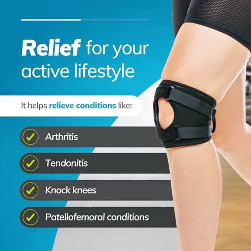 BraceAbility Plus Size Patella Tracking Knee Brace XXXL | Medical Grade Support for Knee Pain Relief thumbnail 5