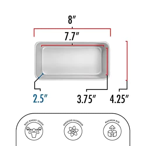 Fat Daddio's Anodized Aluminum Bread Pan Set 7.75 x 3.75 x 2.5 Inch (19.4 x 9.5 x 6.4 cm) | Bakery Tough for Indian Kitchens thumbnail 3