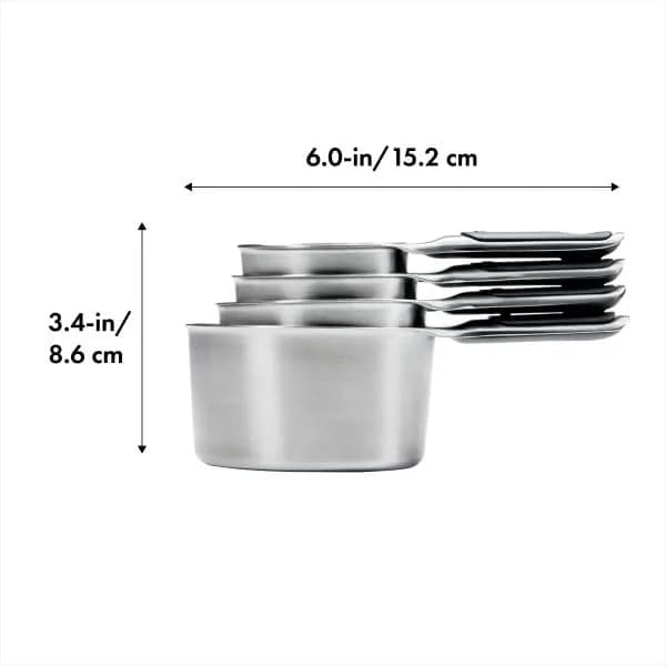 OXO Good Grips 4 Piece Stainless Steel Measuring Cups Set with Magnetic Snaps | 1/4, 1/3, 1/2, 1 Cup Measures thumbnail 11