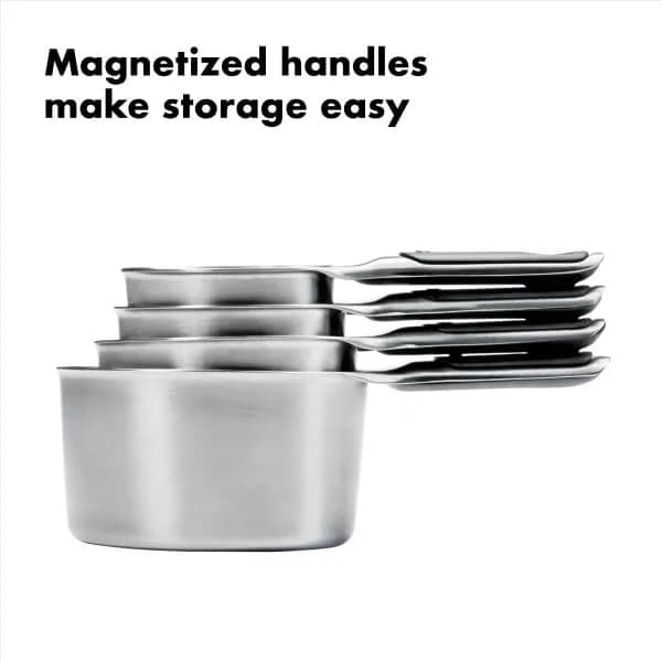 OXO Good Grips 4 Piece Stainless Steel Measuring Cups Set with Magnetic Snaps | 1/4, 1/3, 1/2, 1 Cup Measures thumbnail 5