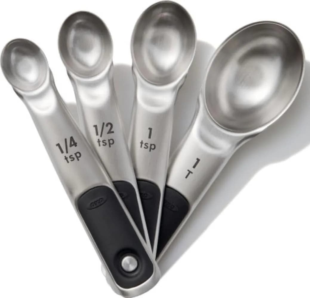 OXO Good Grips 4 Piece Stainless Steel Measuring Spoons Set 15ml (1 T) | Magnetic Handles for Easy Storage & Precision