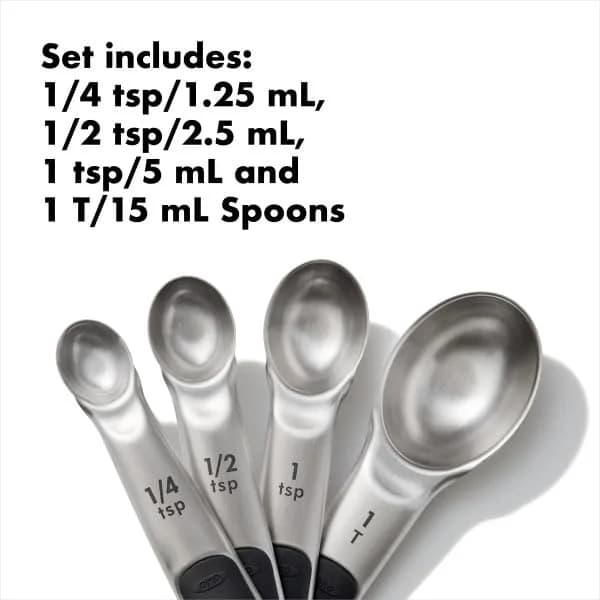 OXO Good Grips 4 Piece Stainless Steel Measuring Spoons Set 15ml (1 T) | Magnetic Handles for Easy Storage & Precision thumbnail 2
