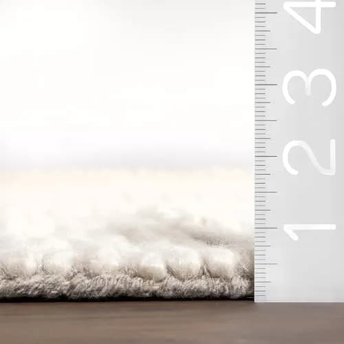 nuLOOM Penelope Off White Solid Hand Woven Wool Area Rug, 6' Round | Soft, Durable & Pet-Friendly thumbnail 5