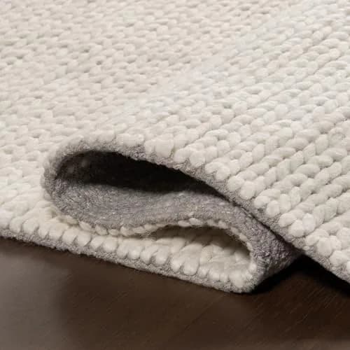 nuLOOM Penelope Off White Solid Hand Woven Wool Area Rug, 6' Round | Soft, Durable & Pet-Friendly thumbnail 6