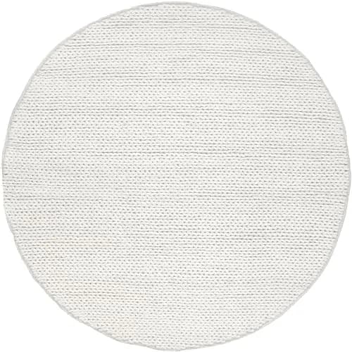nuLOOM Penelope Off White Solid Hand Woven Wool Area Rug, 6' Round | Soft, Durable & Pet-Friendly thumbnail 2