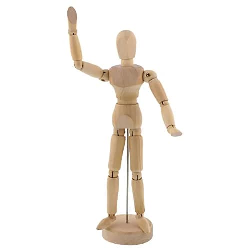 U.S. Art Supply 5" Wooden Male Manikin Posable Figure with Stand | Articulated for Drawing Human Form thumbnail 1