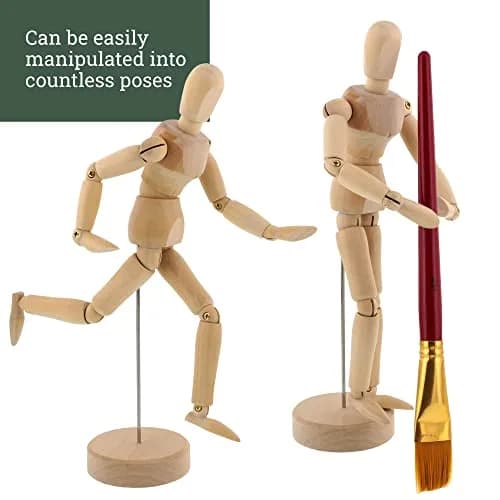 U.S. Art Supply 5" Wooden Male Manikin Posable Figure with Stand | Articulated for Drawing Human Form thumbnail 4