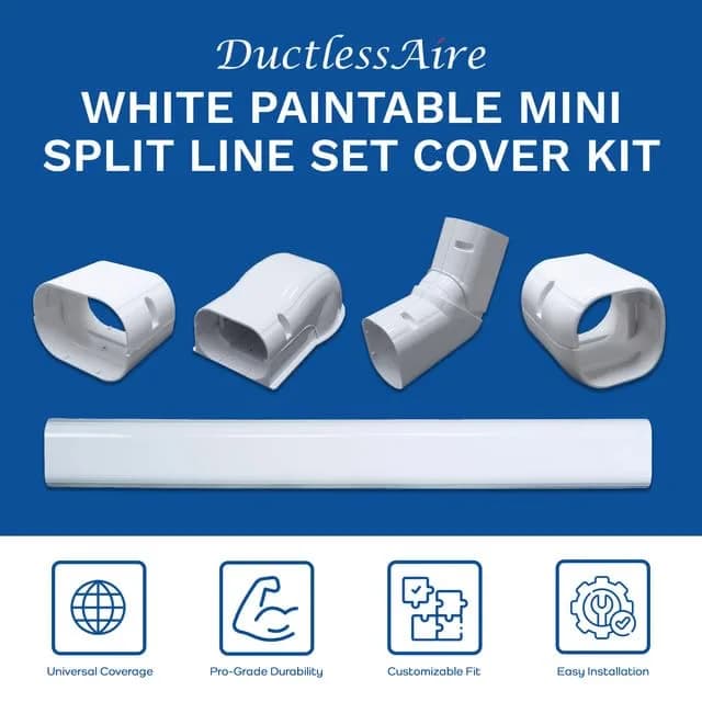 DuctlessAire Mini Split Line Set Cover - Paintable Kit (White, 4" x 14 ft) | Weatherproof AC Line Cover thumbnail 3