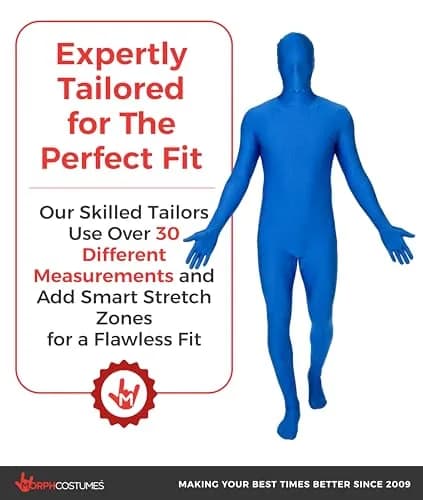 Morphsuits Spandex Bodysuit Zentai Blue Adults Halloween Costume - Medium | Full Body Stretch Fit thumbnail 4