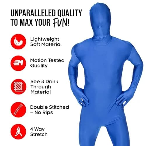Morphsuits Spandex Bodysuit Zentai Blue Adults Halloween Costume - Medium | Full Body Stretch Fit thumbnail 7