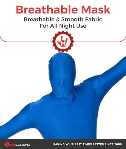 Morphsuits Spandex Bodysuit Zentai Blue Adults Halloween Costume - Medium | Full Body Stretch Fit thumbnail 3