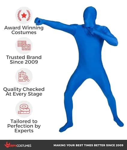 Morphsuits Blue Spandex Bodysuit Zentai Costume for Adults XL | Full Body Stretch Fit thumbnail 5