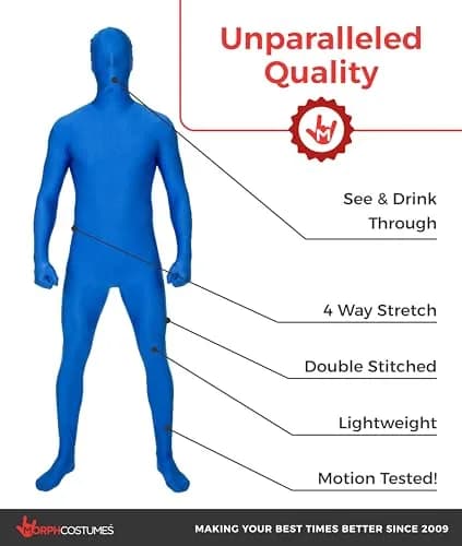 Morphsuits Blue Spandex Bodysuit Zentai Costume for Adults XL | Full Body Stretch Fit thumbnail 2