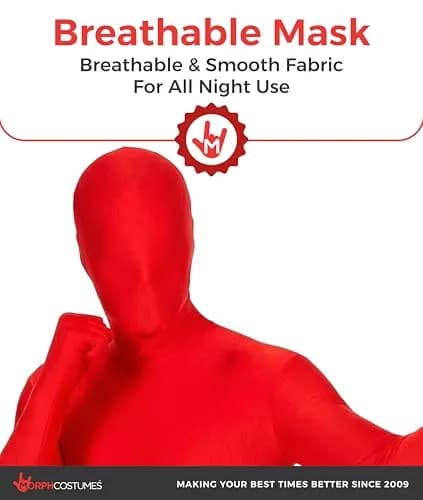 Morphsuits Red Spandex Bodysuit Zentai Costume Medium | Full Body Stretch for Halloween & Parties thumbnail 3