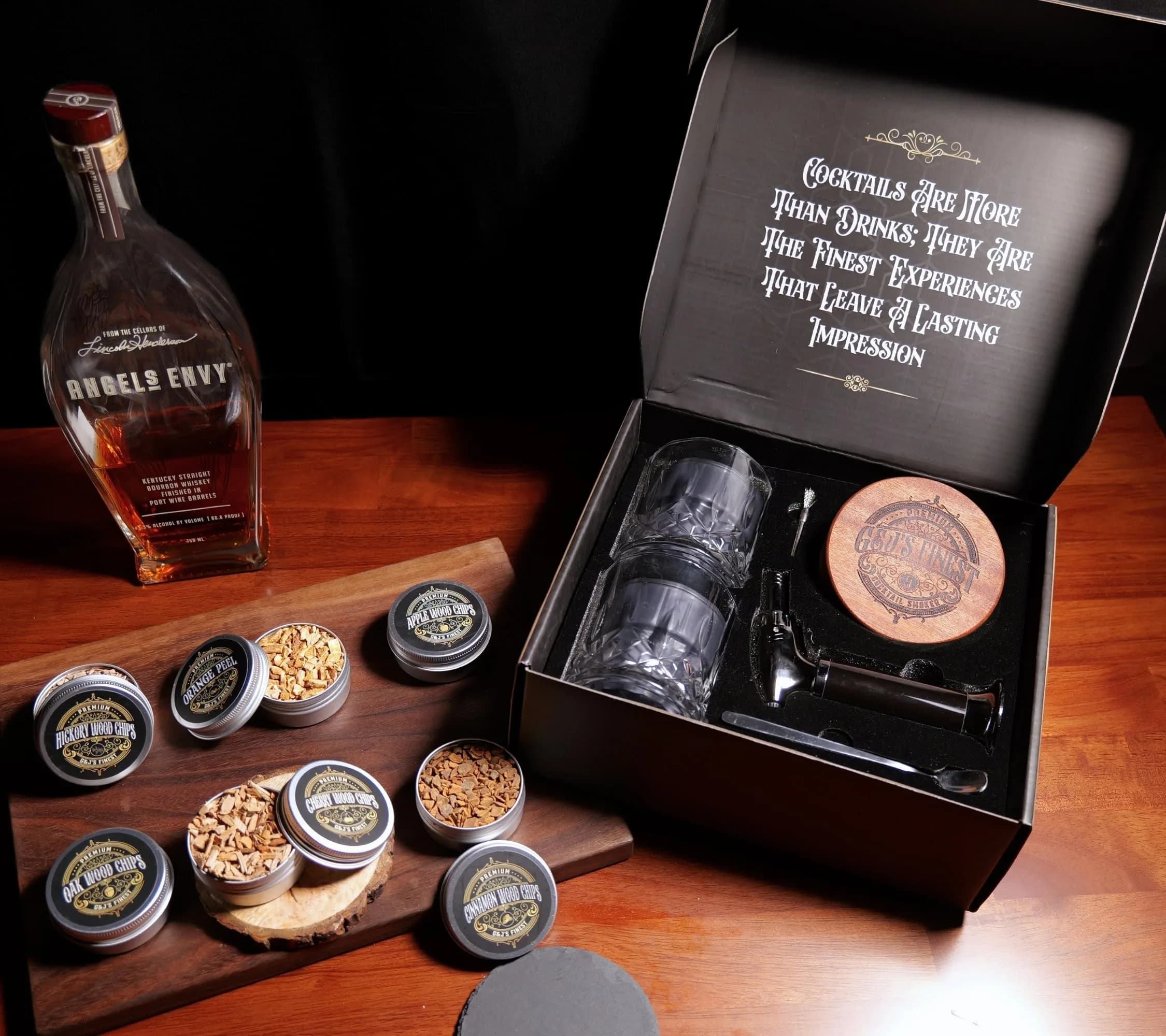 Whiskey Smoker Kit | Cocktail Smoker Kit with Torch and Glasses, Scorch Shield, Lid, 6 Wood Chips & Gift Box for Smoked Old Fashioned| Bourbon Smoker (With Butane) thumbnail 2