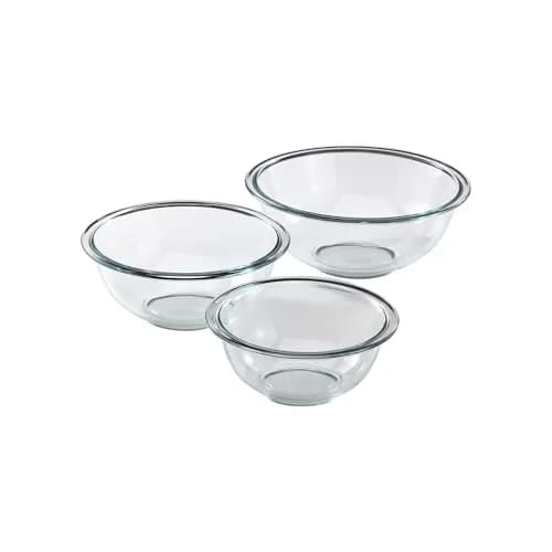 Pyrex Glass Mixing Bowls Set (3-Piece) 1-qt, 1.5-qt, 2.5-qt | Microwave & Dishwasher Safe thumbnail 1