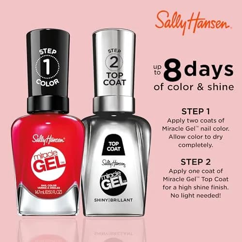 Sally Hansen Miracle Gel Nail Polish 0.5 Fl Oz | Long-Lasting, No UV Needed, Glossy Red Eye thumbnail 2