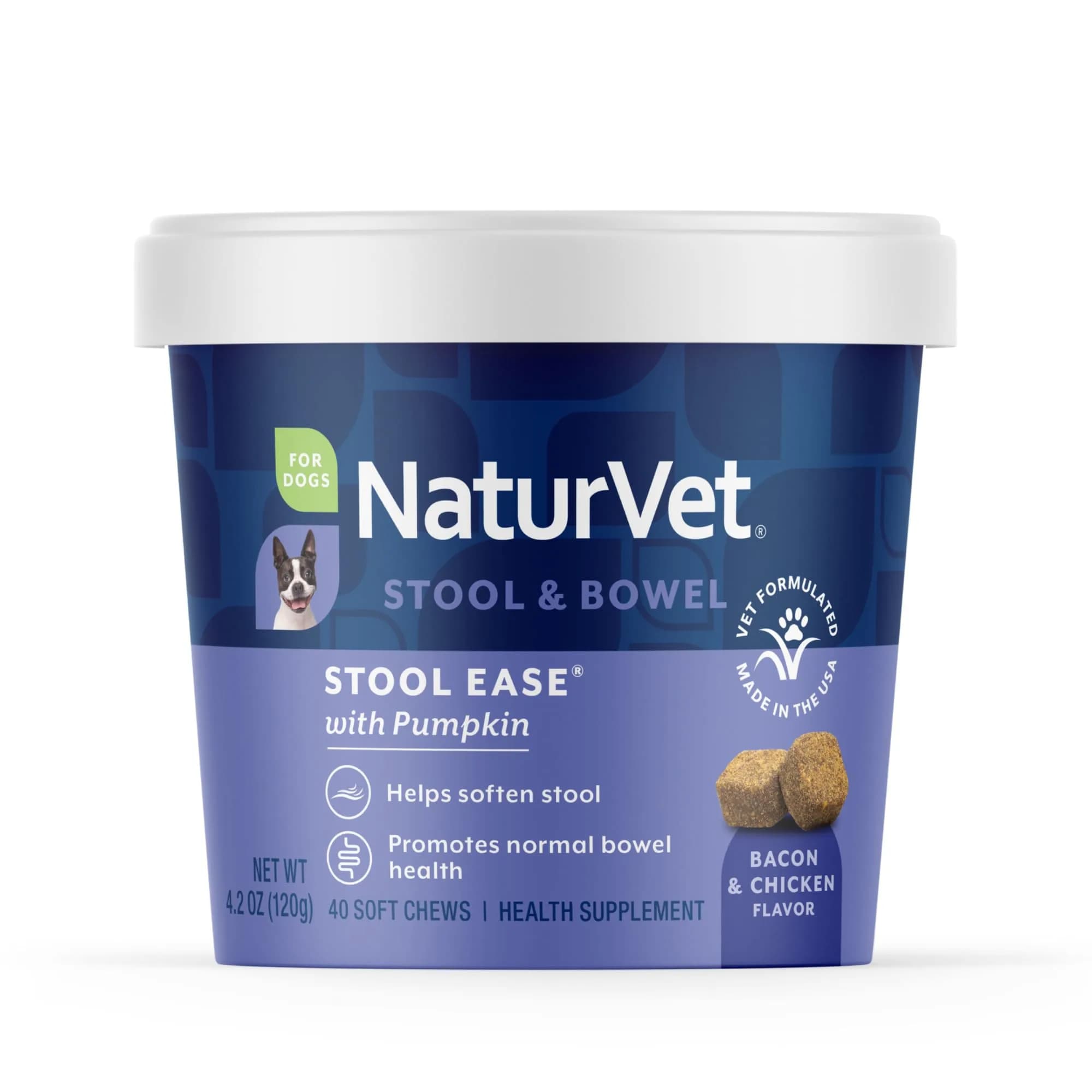 NaturVet Stool Ease Supplement for Dogs – 40 Soft Chews | Supports Normal Bowel Function - main product image