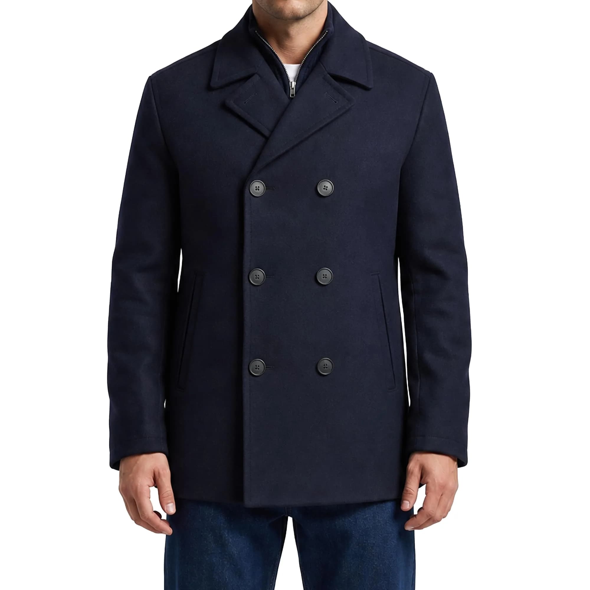 Nautica Men's Wool Blend Peacoat – Double-Breasted Winter Coat, Large | Classic Wool & Blends for Cold Weather