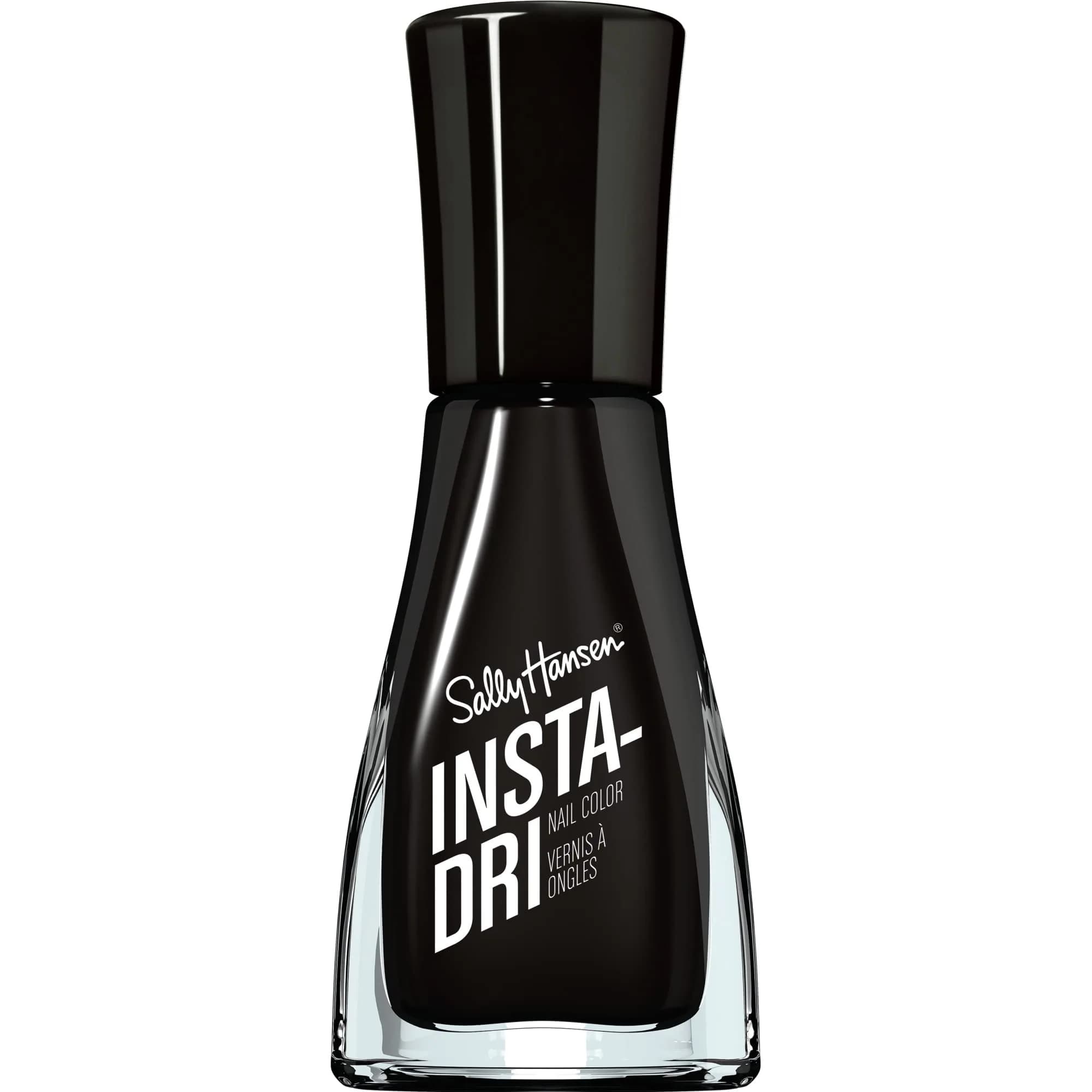 Sally Hansen Insta-Dri Nail Polish White On Time, 9ml (0.31 Fl Oz) | Quick Dry, Long Lasting, Shiny Finish — Back to Black