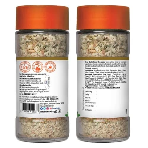KEYA Garlic Bread Seasoning All Natural Healthy Spice Blend 50g (1.76 oz) | Premium Freeze-Dried Herbs thumbnail 1