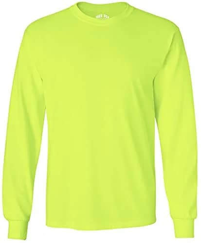 Joe's USA Long Sleeve Cotton T-Shirt Safety Green 2XL | Heavyweight 6.1oz, Comfortable Fit thumbnail 1