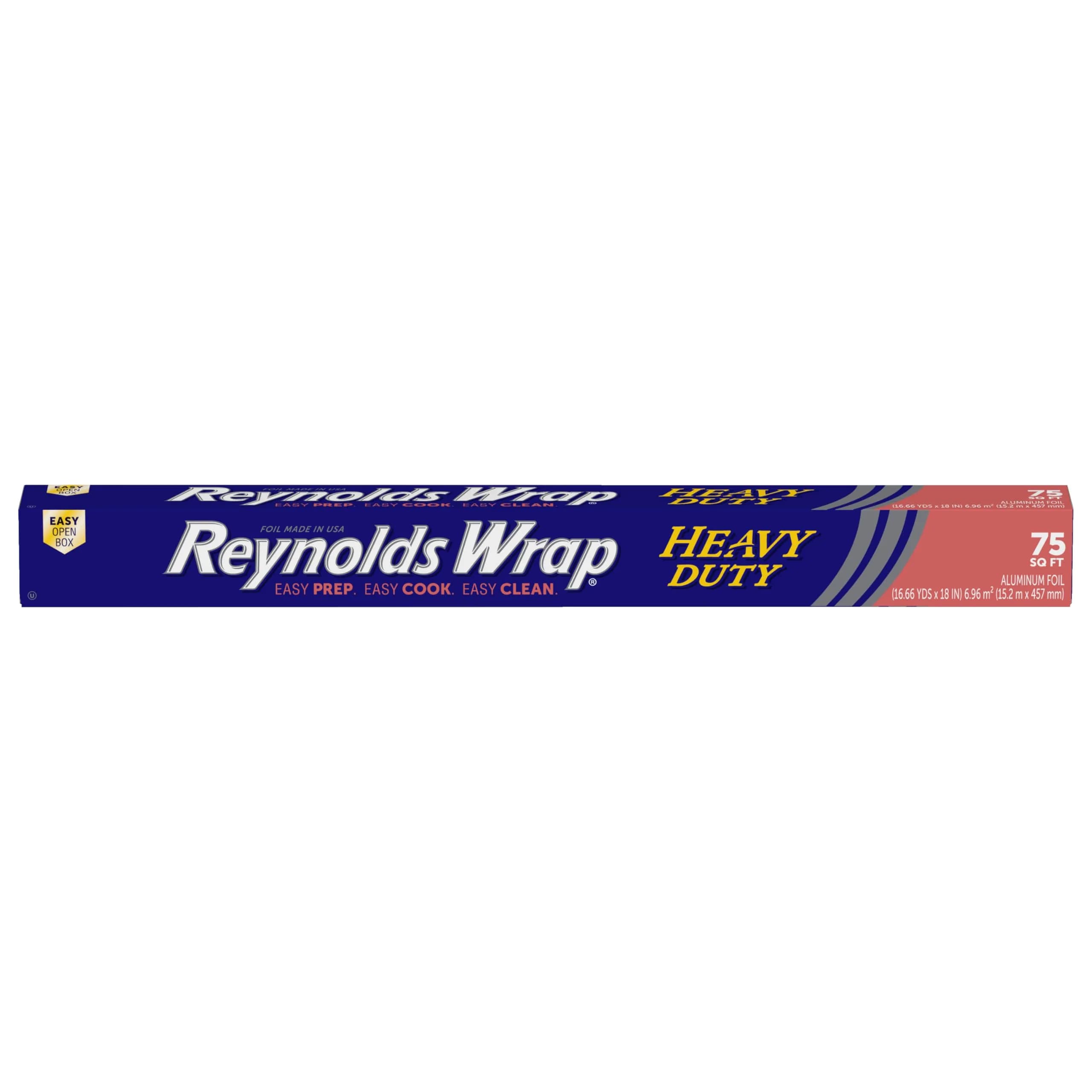 Reynolds Heavy Duty Aluminum Foil Roll 12 Inch Wide, 130 Sq Ft | Strong & Durable for Grilling & Cooking — 75 Sq Ft