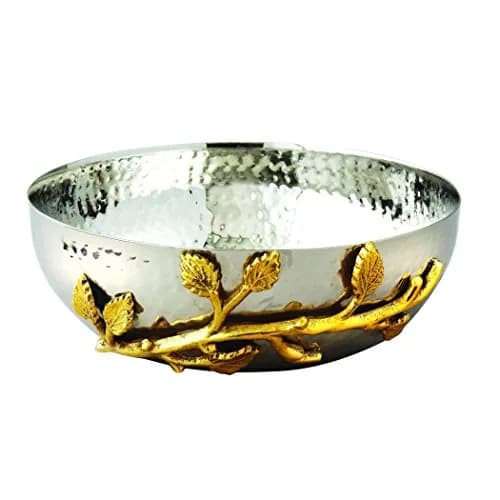 Elegance Golden Vine 6.5" Small Salad & Snack Bowl | Modern Metal Decor & Serveware thumbnail 1